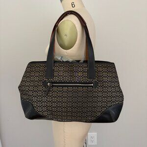 Vintage Coach Hobo Black Grey Signature Logo Leather Bag 6621 Quiet Luxury Chic